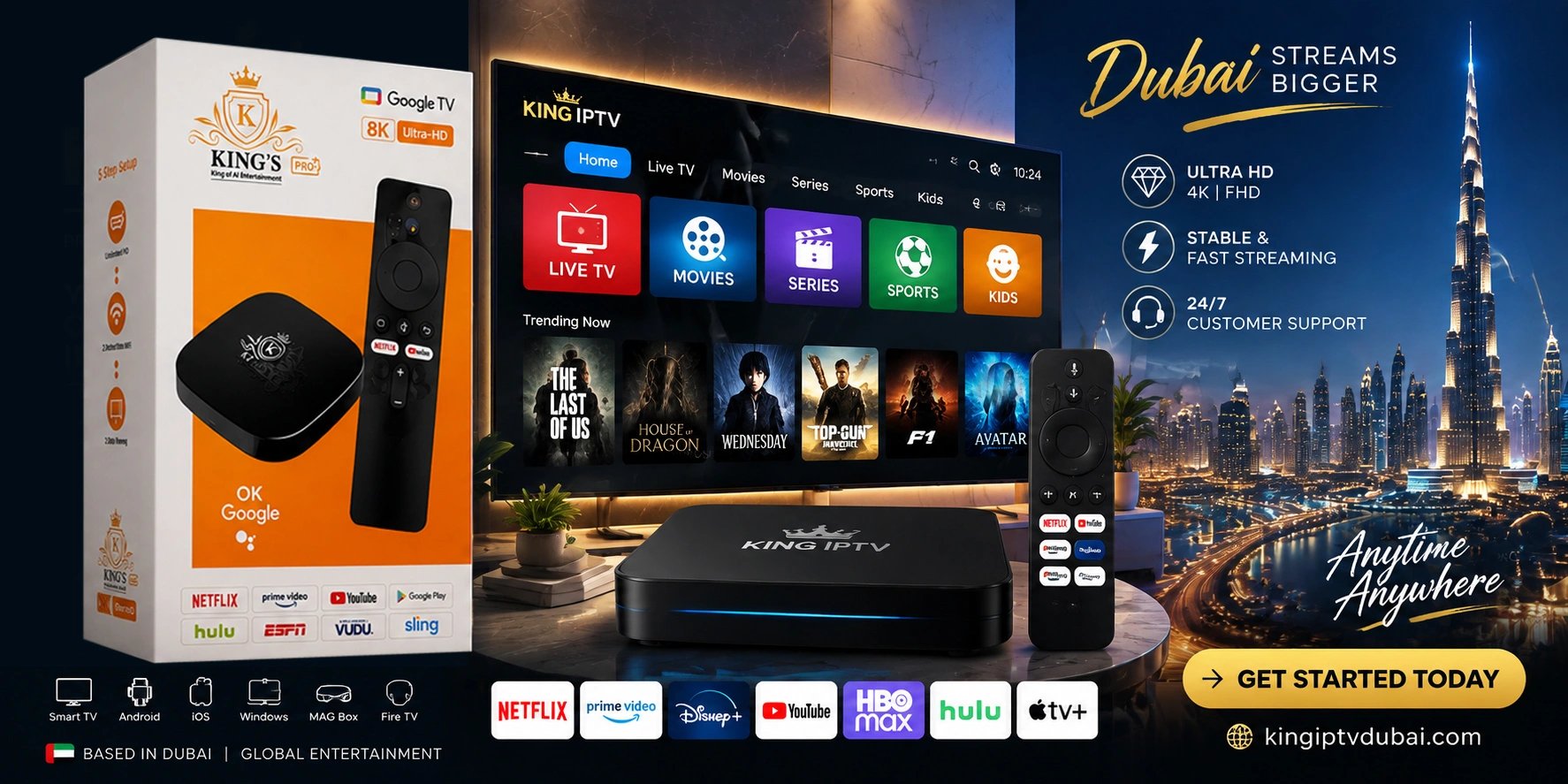 King IPTV 4K Ultra HD Streaming Box Dubai
